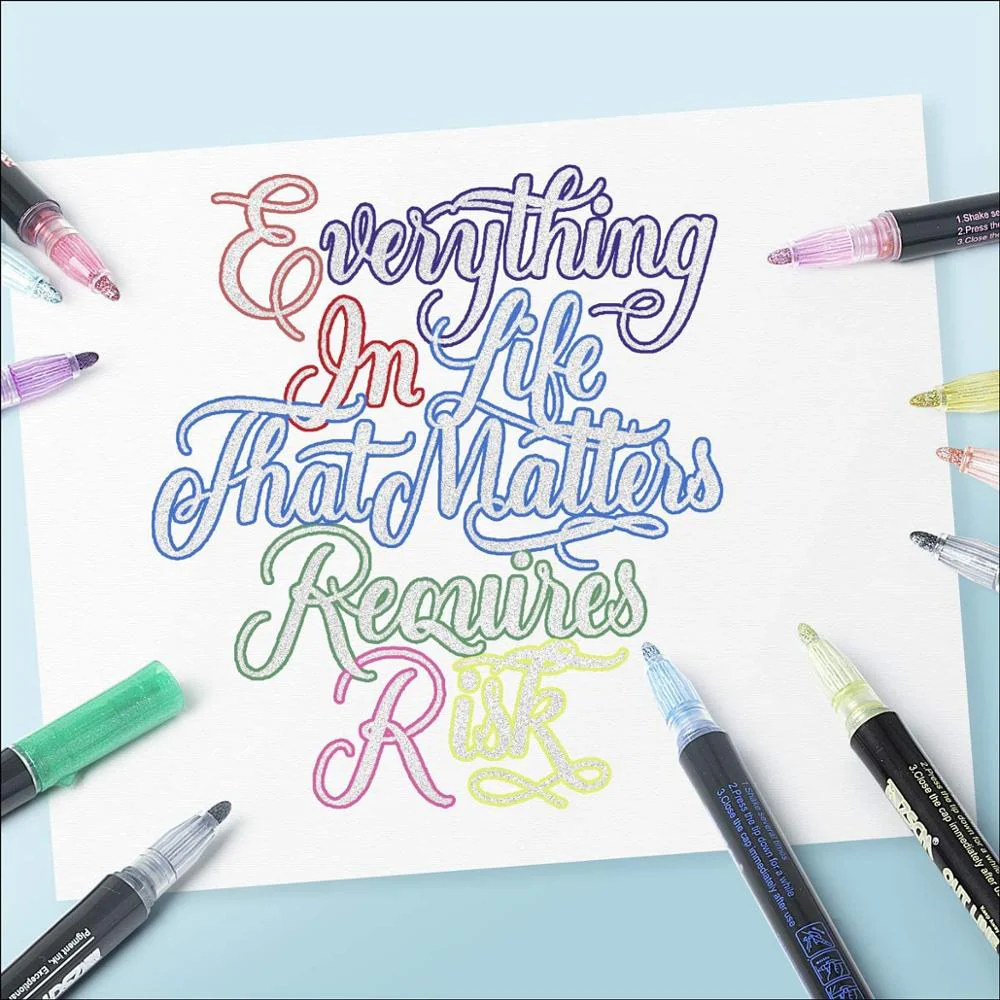 12 kleuren Self-Outline Metallic Markers - Image 4