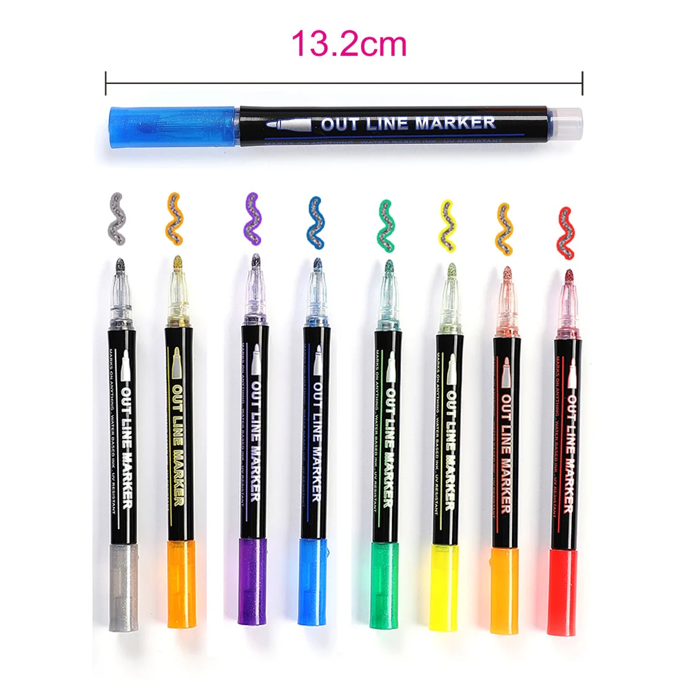 12 kleuren Self-Outline Metallic Markers - Image 5