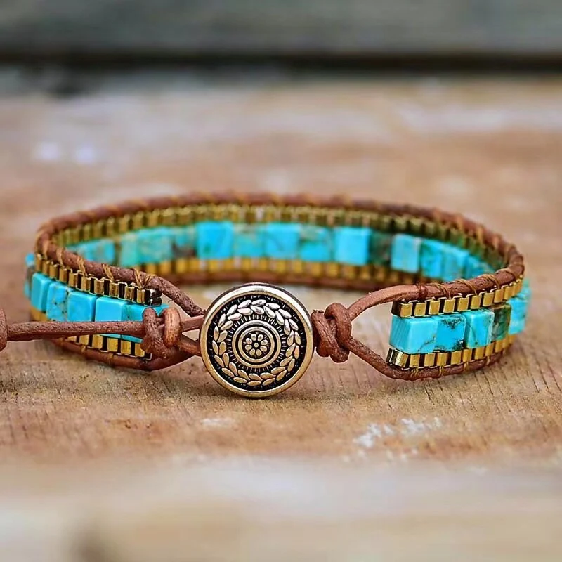 Armband voor Dames Boho Stijl met Turquoise Steentjes - Image 2