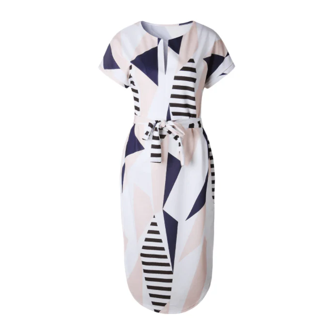 Bedrukte Asymmetrische Midi Jurk - Image 8