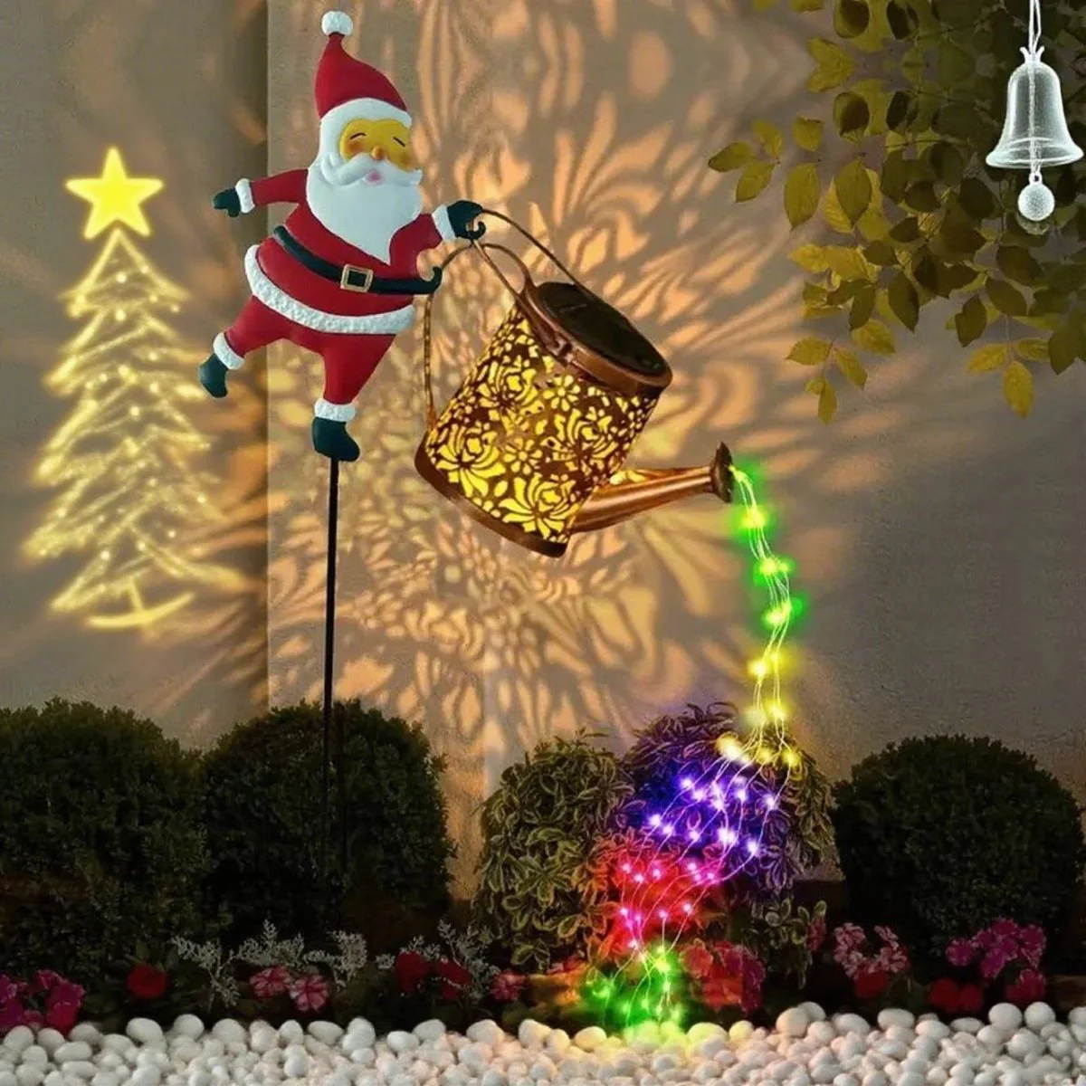Buiten Lantaarn Kerstman Zonne-energie Automatische Verlichting