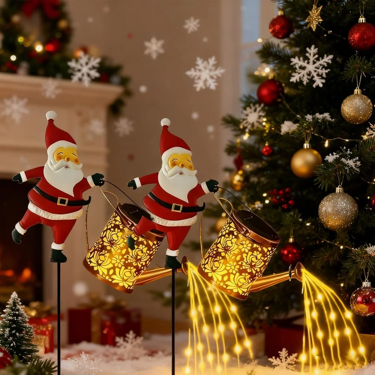 Buiten Lantaarn Kerstman Zonne-energie Automatische Verlichting - Image 11