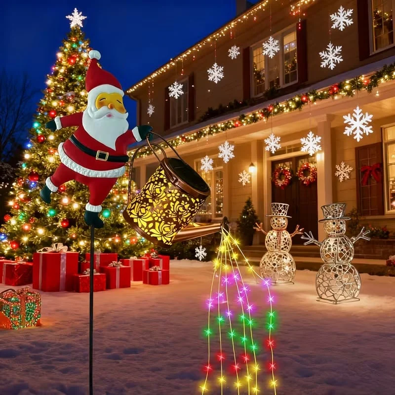 Buiten Lantaarn Kerstman Zonne-energie Automatische Verlichting - Image 3
