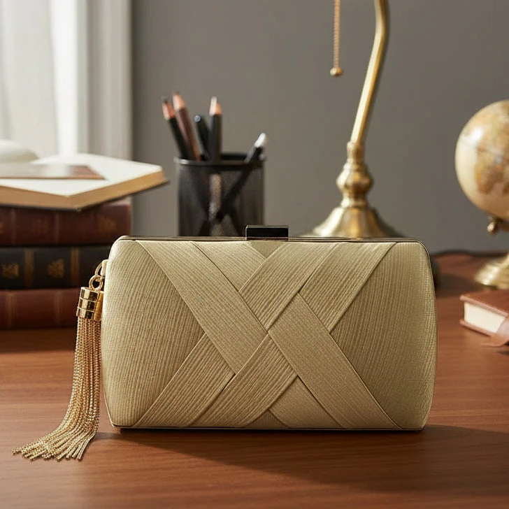 Dames Avondtas Satijnen Clutch met Kwastje - Image 2