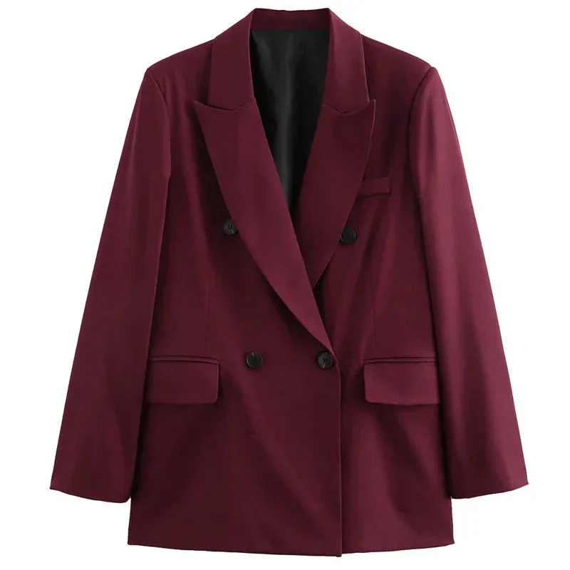 Dames Blazer Dubbele Knopen Lapelekraag voor Werk en Casual Outfits - Image 3