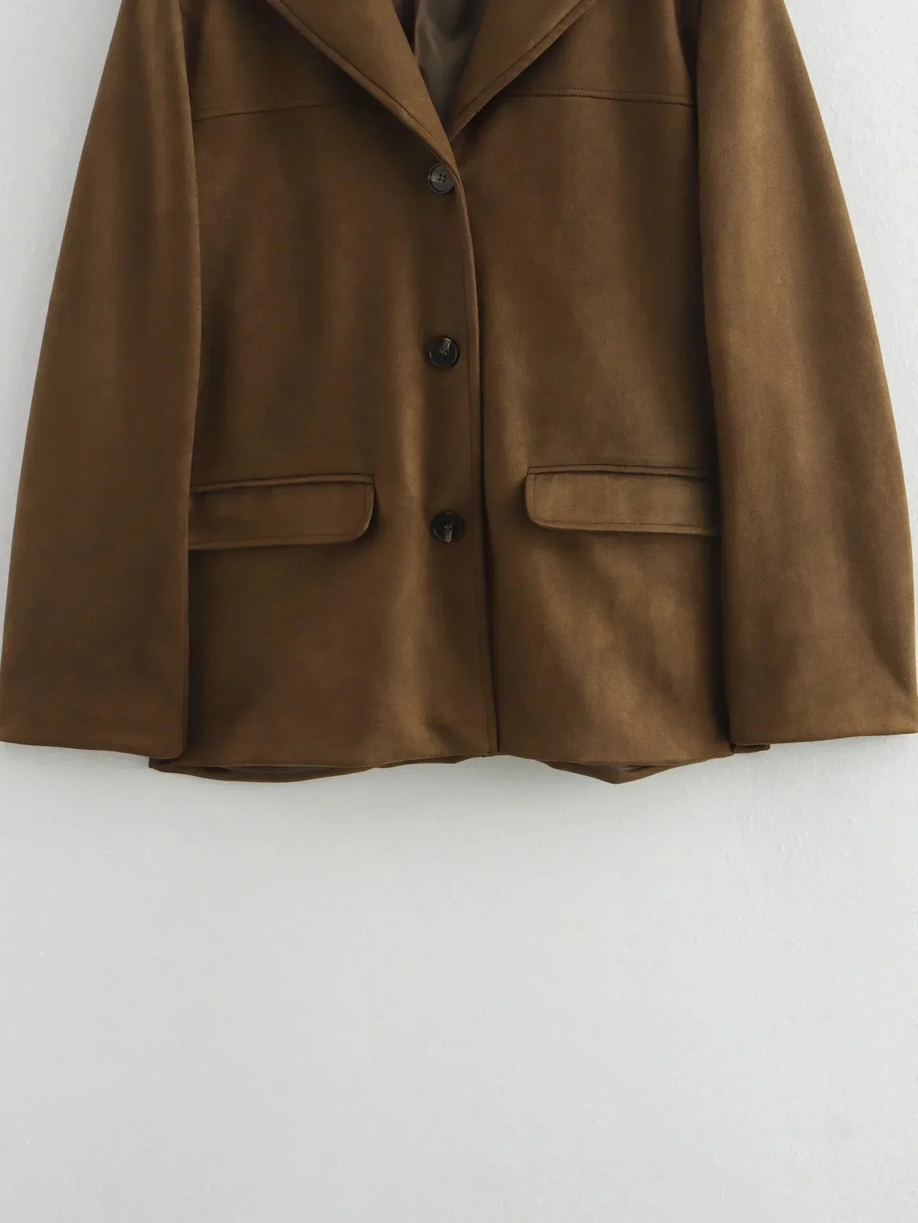 Dames Blazer Jas Bruin Met Cropped Pasvorm - Image 6