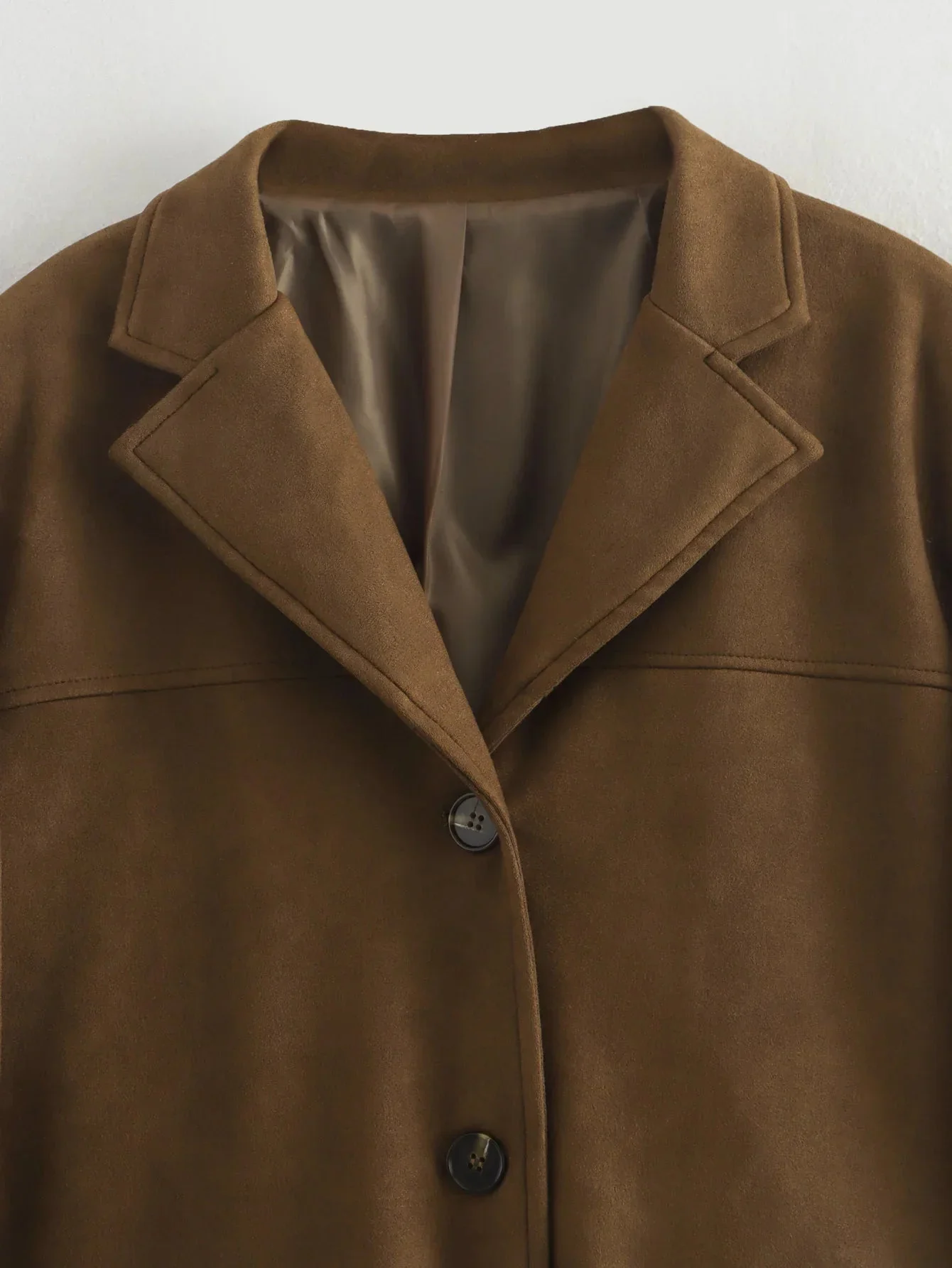 Dames Blazer Jas Bruin Met Cropped Pasvorm - Image 8