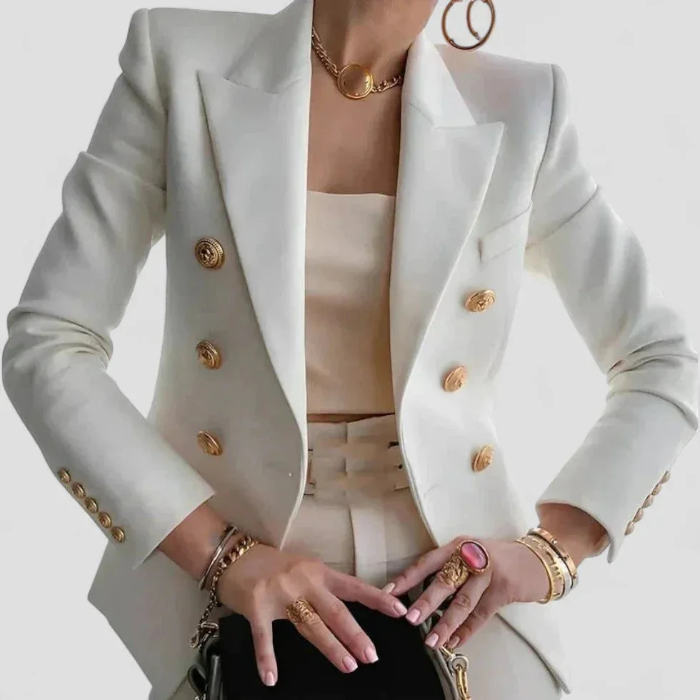 Dames Blazer met Dubbele Rij Knopen en Luxe Afwerking - Image 2