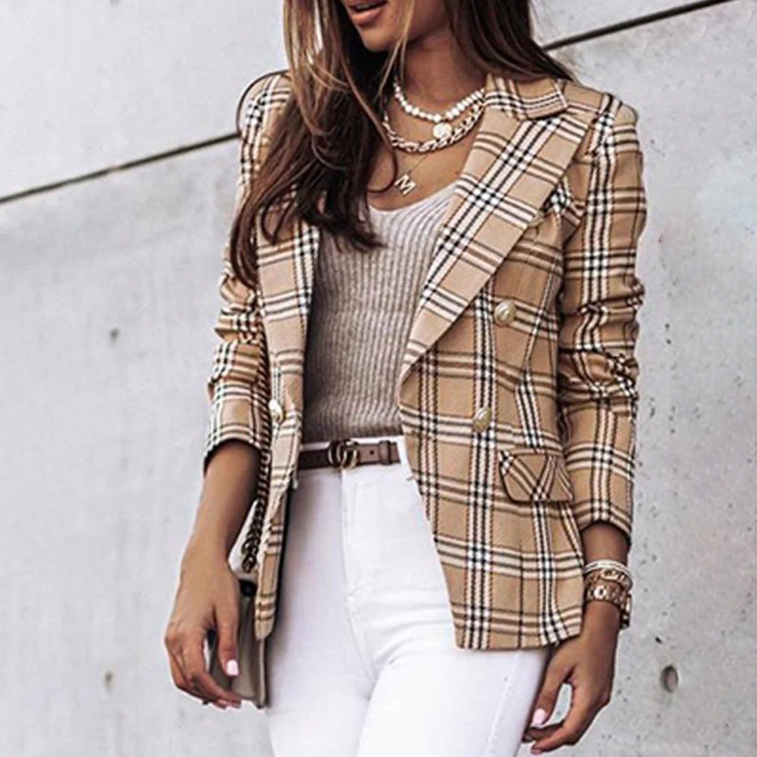 Dames Blazer met Ruitpatroon en Thermische Voering - Image 6