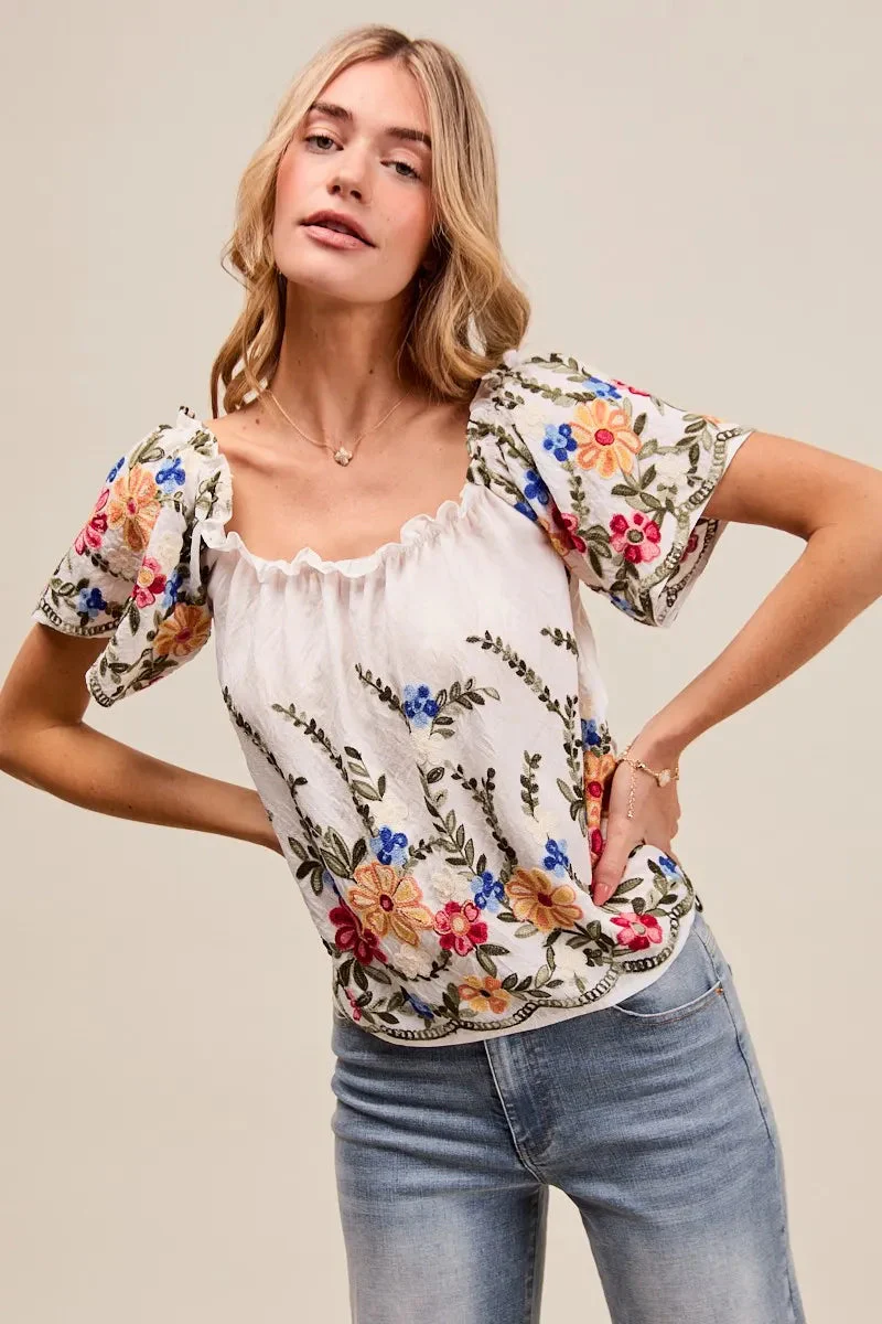 Dames Blouse Met Bloemen Borduursel Off The Shoulder - Image 6