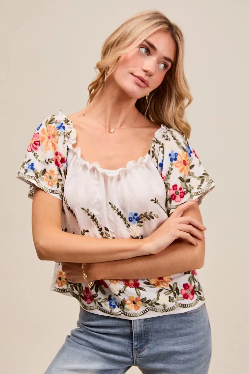 Dames Blouse Met Bloemen Borduursel Off The Shoulder - Image 8