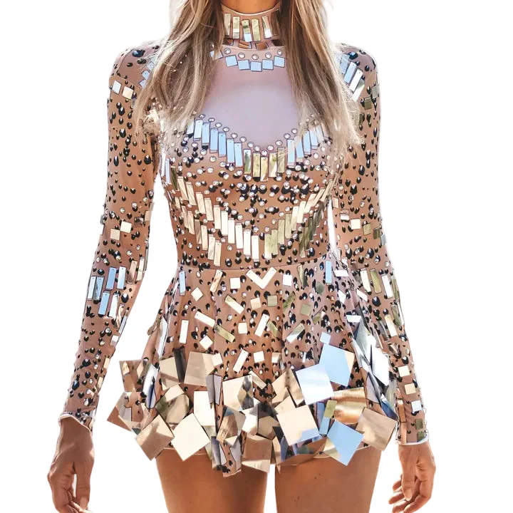 Dames Bodysuit met Pailletten en Lange Mouwen
