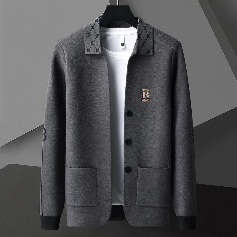 Heren Cardigan Uniek Patroon Polyester - Image 4
