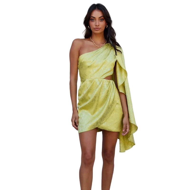 Dames Cocktailjurk Asymmetrisch Met Cape Voor Bruiloft En Speciale Gelegenheden
