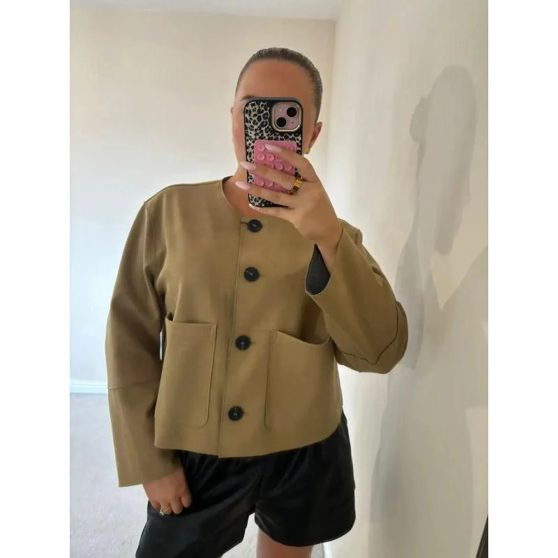 Dames Cropped Blazer Jas met Lange Mouwen en Tailored Fit - Image 4