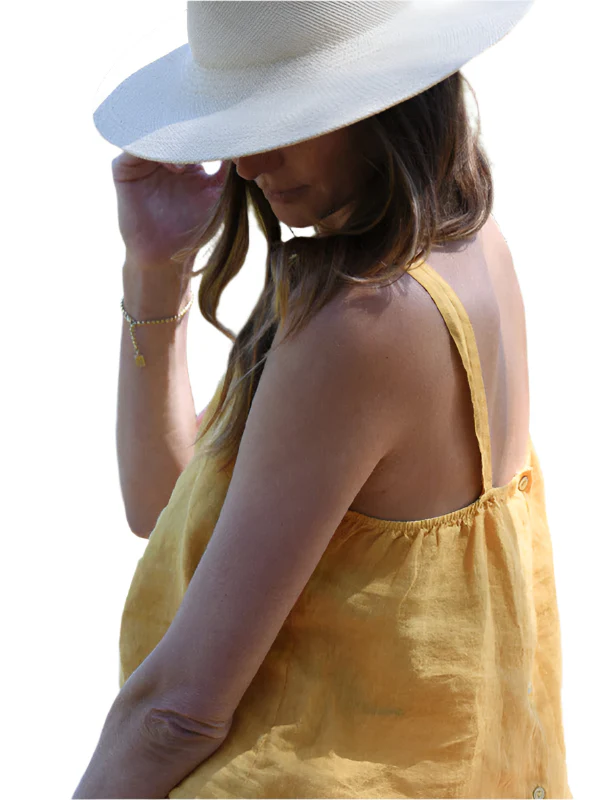 Dames Cropped Top Retro Linnen Halter