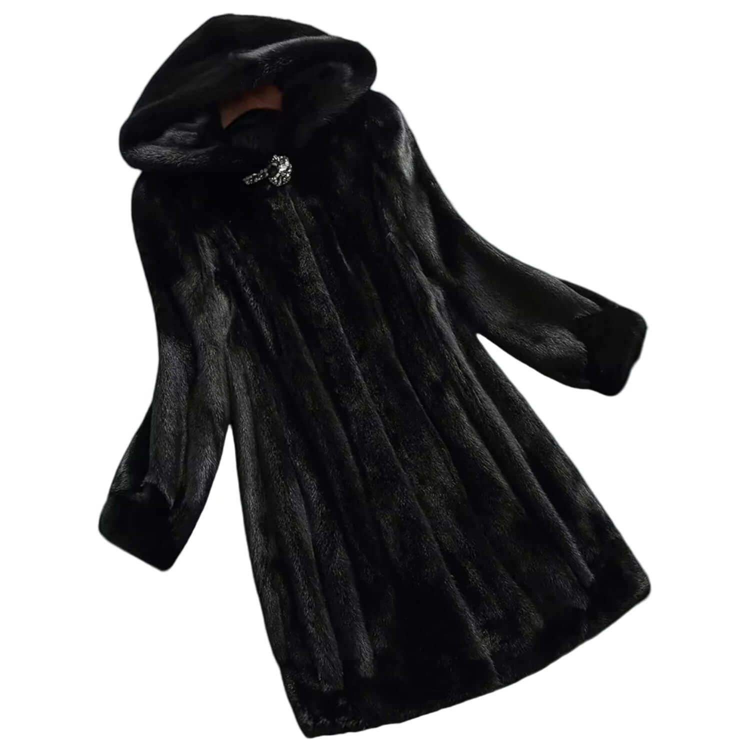 Dames Faux Fur Jas Tailored Fit met Kap