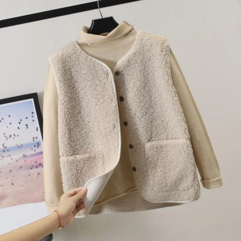 Dames Fleece Vest Mouwloos van Lamswol voor Herfst en Winter - Image 4