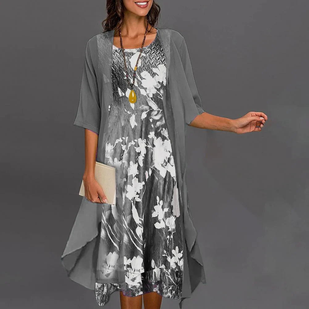 Dames Herfstjurk Met Elastische Taille - Image 3