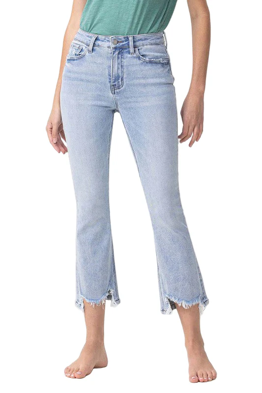 Dames Hoge Taille Kick Flare Jeans Licht Denim