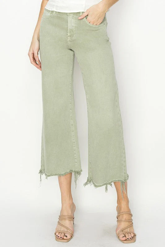 Dames Hoge Taille Wijde Cropped Broek - Image 2