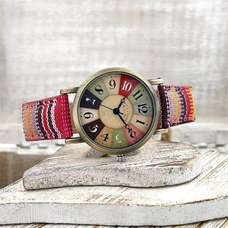 Dames Horloge Multicolor Regenboogpatroon Met Gevlochten Band - Image 5