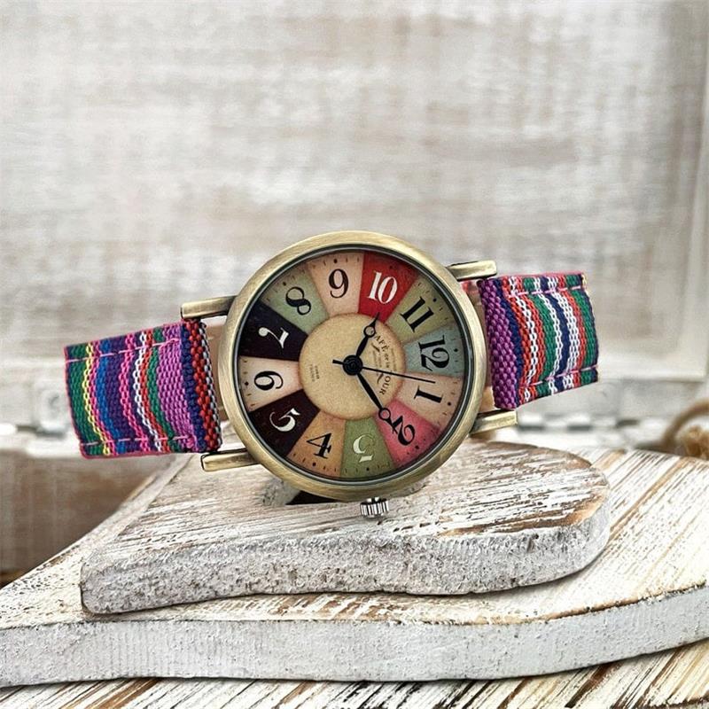 Dames Horloge Multicolor Regenboogpatroon Met Gevlochten Band - Image 6