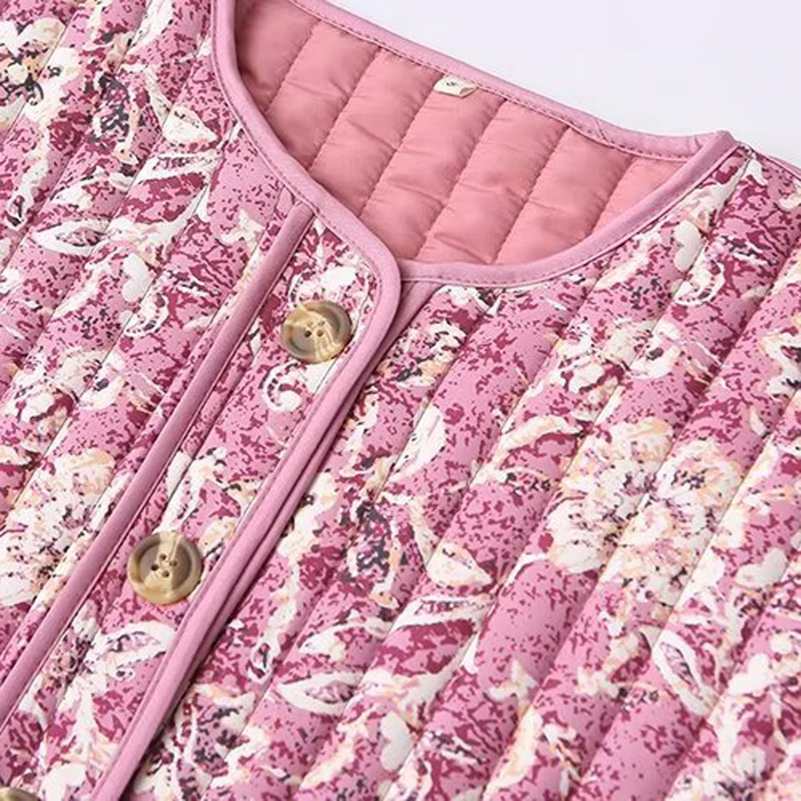 Dames Jas Gewatteerd Bloemenprint met Lange Mouwen Casual Cropped Stijl - Image 4