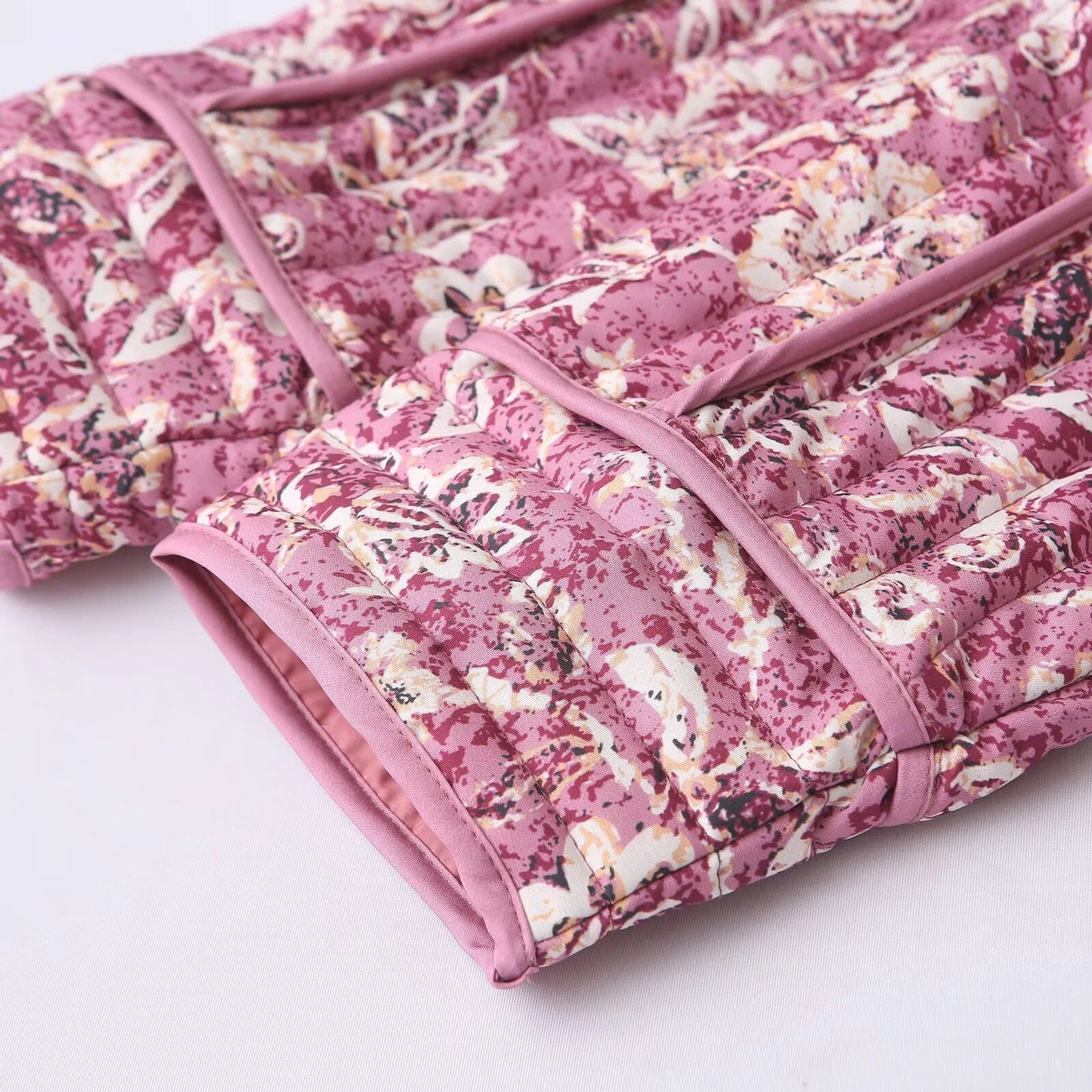 Dames Jas Gewatteerd Bloemenprint met Lange Mouwen Casual Cropped Stijl - Image 5