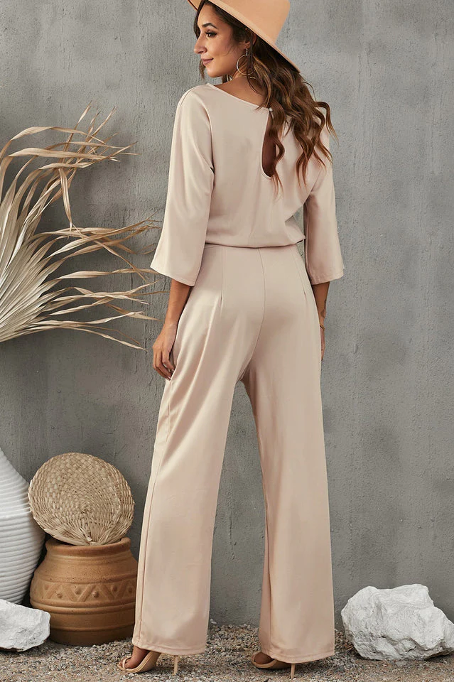 Dames Jumpsuit Met Brede Benen En Taille Riempje Feestelijk Design - Image 3