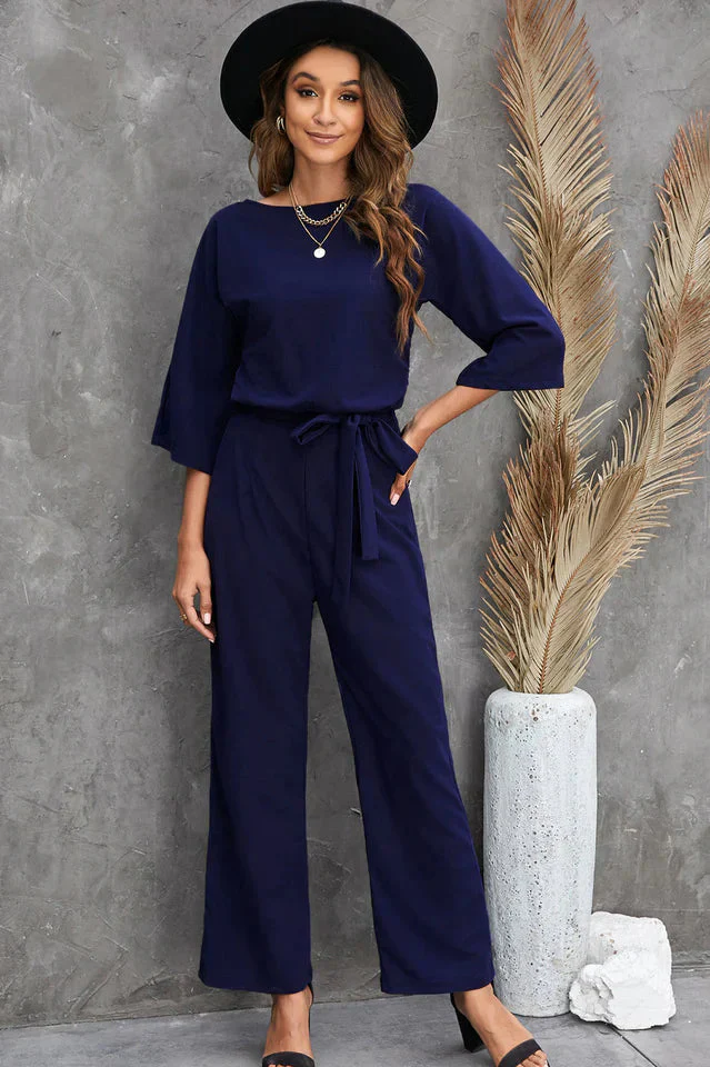 Dames Jumpsuit Met Brede Benen En Taille Riempje Feestelijk Design - Image 7