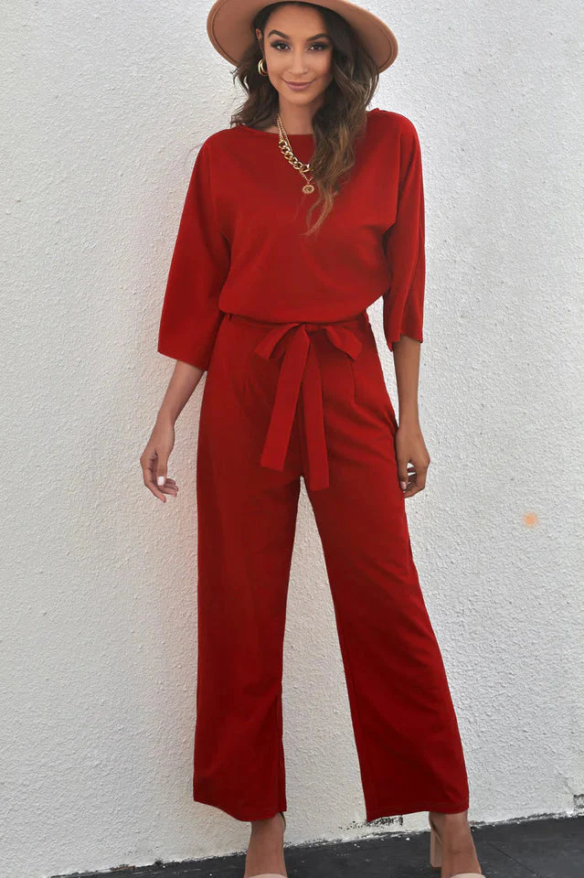 Dames Jumpsuit Met Brede Benen En Taille Riempje Feestelijk Design - Image 9
