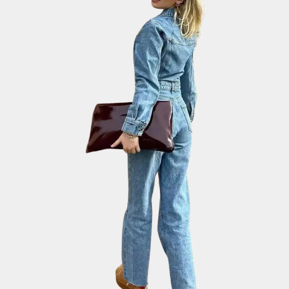 Dames Jumpsuit Spijker Denim Stijl Met Lange Mouwen - Image 3