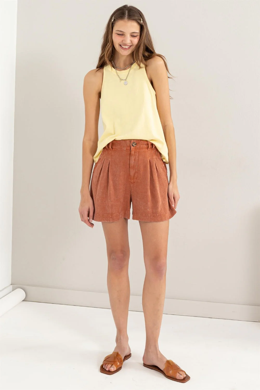 Dames Korte Broek Hoge Taille Plissé Comfortabel - Image 4