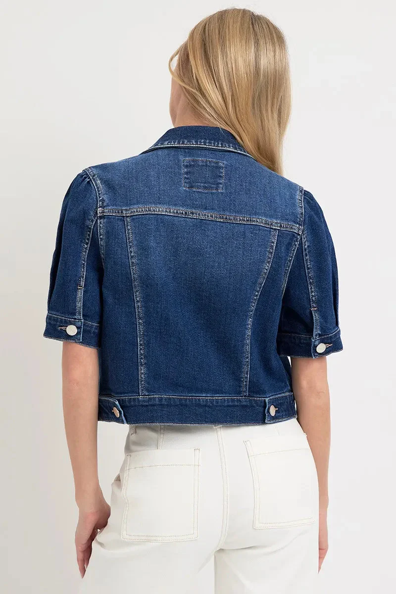 Dames Korte Mouw Crop Denim stijl Met Pofmouwen - Image 5