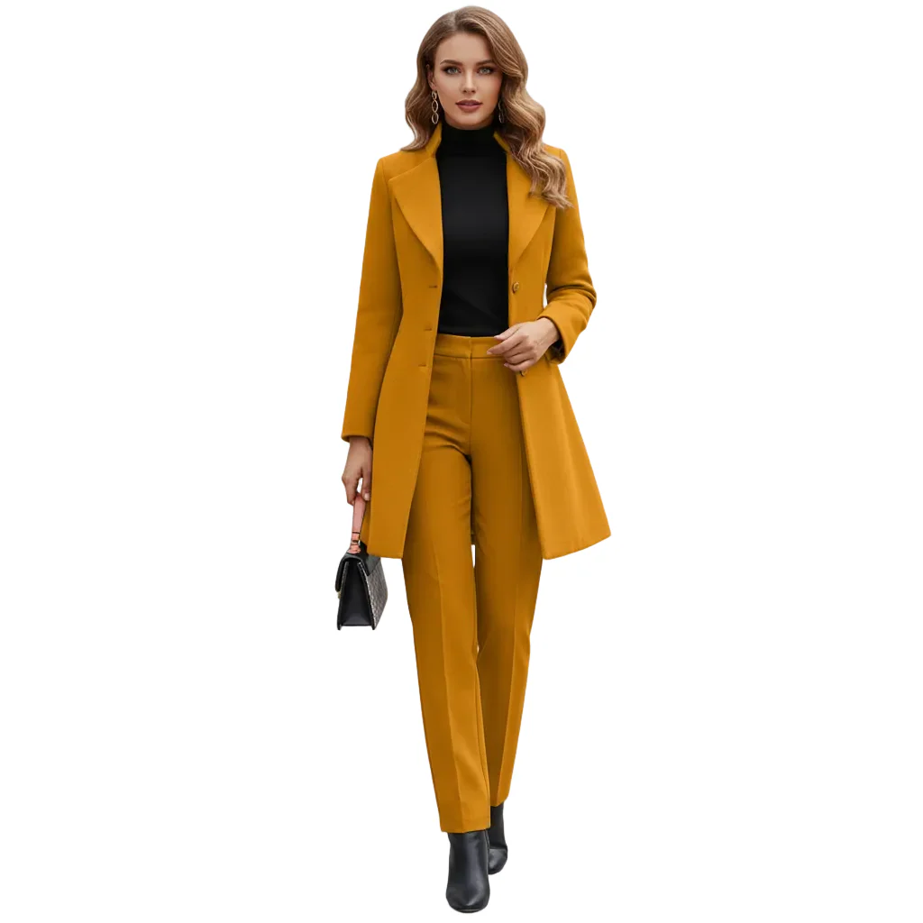 Dames Lange Jas – Tailored Fit – Wolmix – Effen