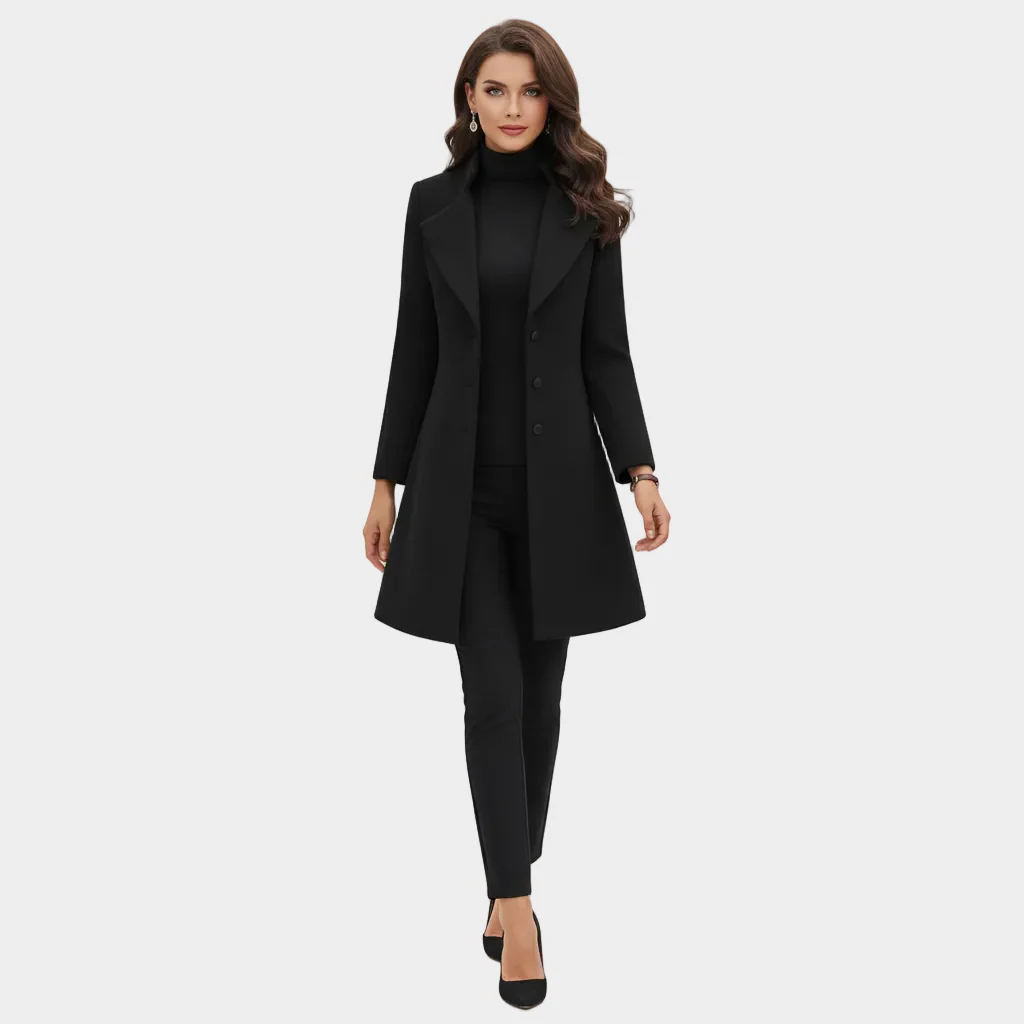 Dames Lange Jas – Tailored Fit – Wolmix – Effen - Image 2