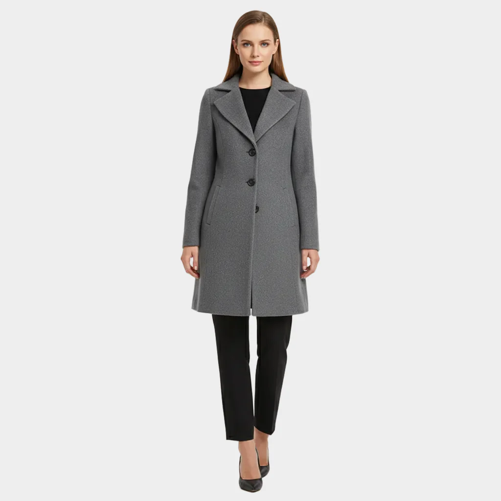 Dames Lange Jas – Tailored Fit – Wolmix – Effen - Image 3