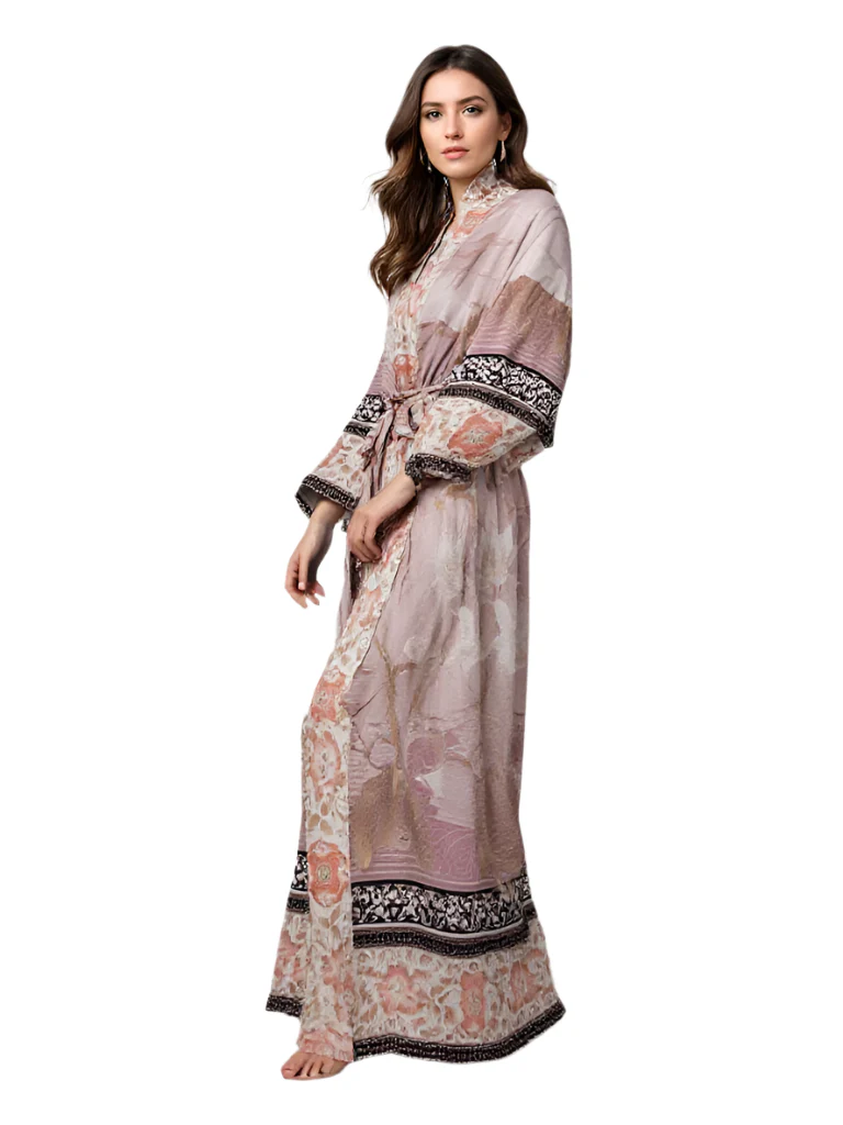 Dames Lange Kimono Bloemenprint Vloeiende Stijl