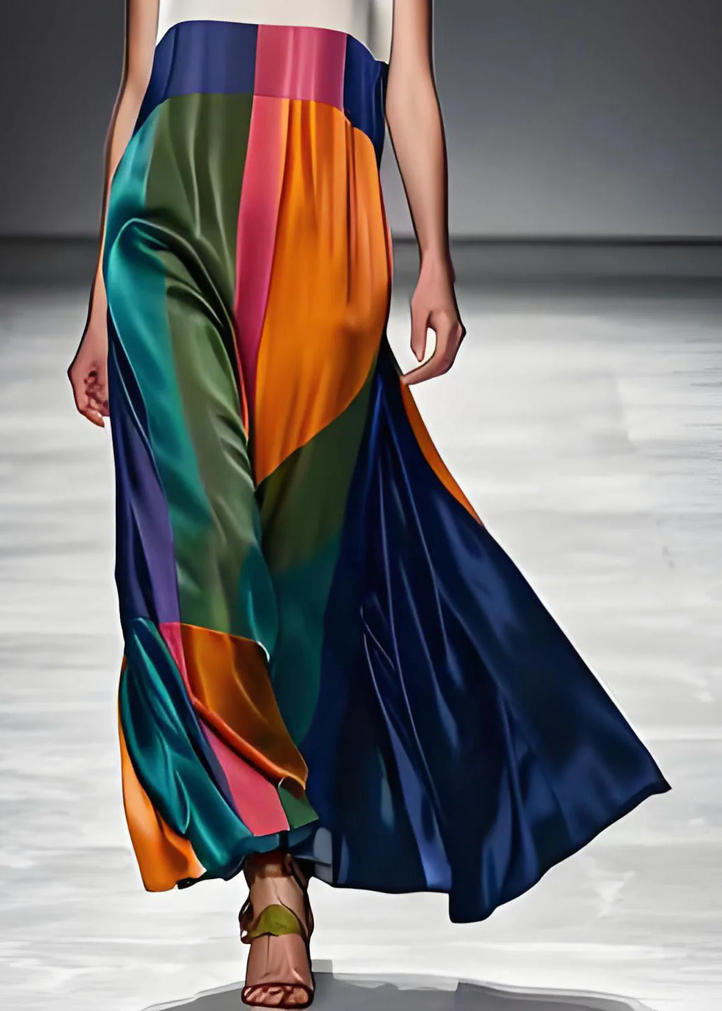 Dames Lange Zomerjurk Boho Stijl met Kleurblokken - Image 5