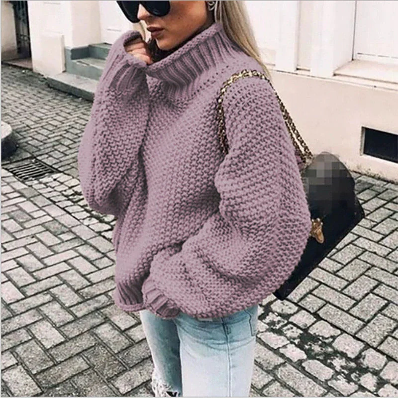 Dames Oversized Chunky Coltrui met Vleermuismouwen voor Herfst/Winter - Image 3