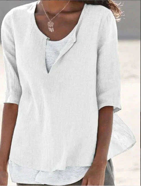 Dames Shirt V-Ausschnitt 3/4 Mouwen - Image 3