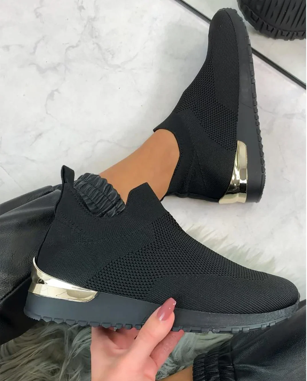 Dames Sneakers Slip-On Modern met Comfortabel Gebreid Ontwerp - Image 4