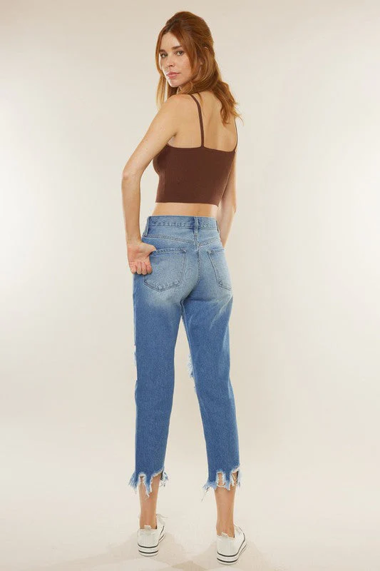 Dames Spijkerbroek Hoge Taille Mom Fit Denim - Image 3