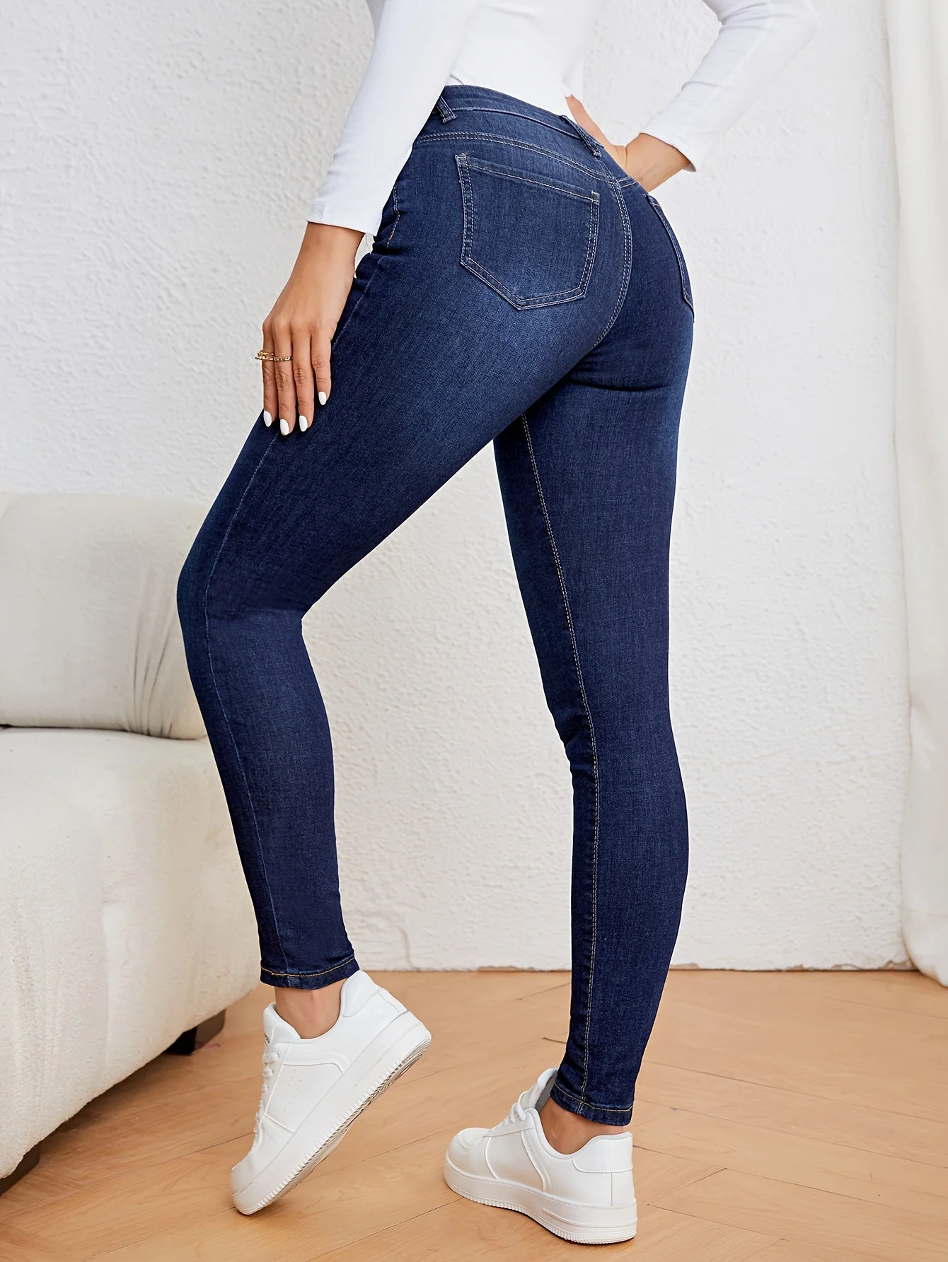Dames Spijkerbroek Hoge Taille Smalle Pasvorm Lichtblauw - Image 7
