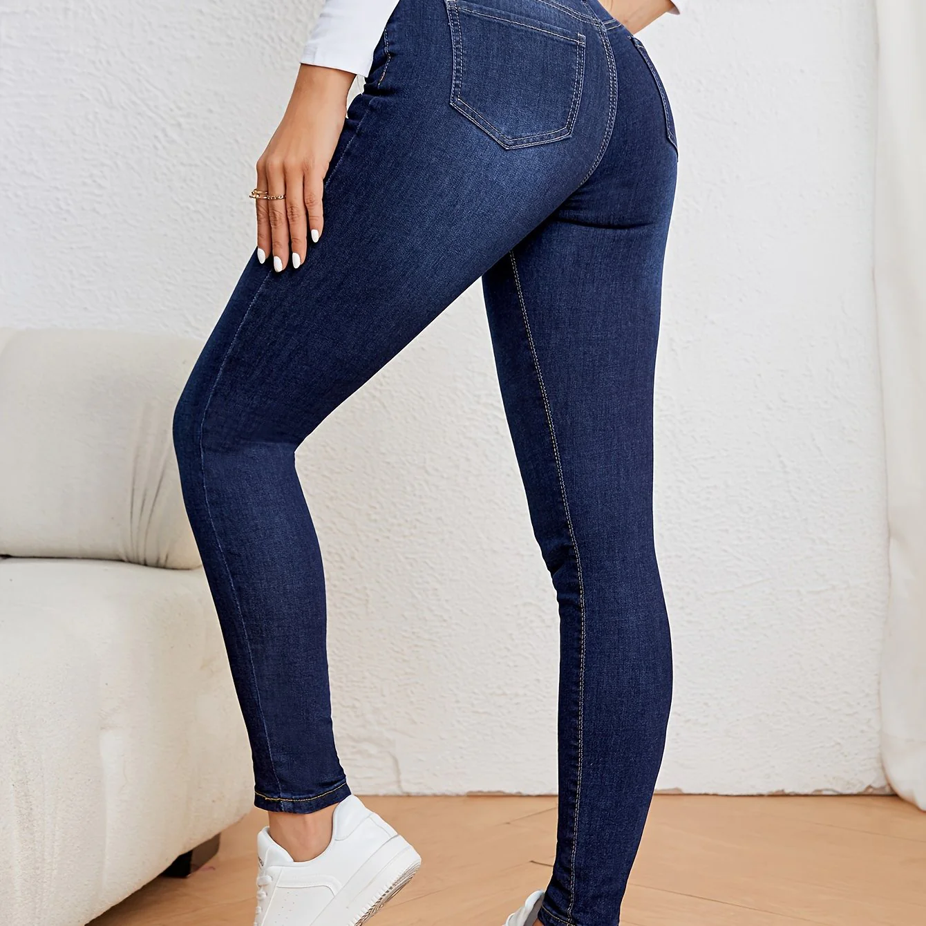 Dames Spijkerbroek Hoge Taille Smalle Pasvorm Lichtblauw - Image 9
