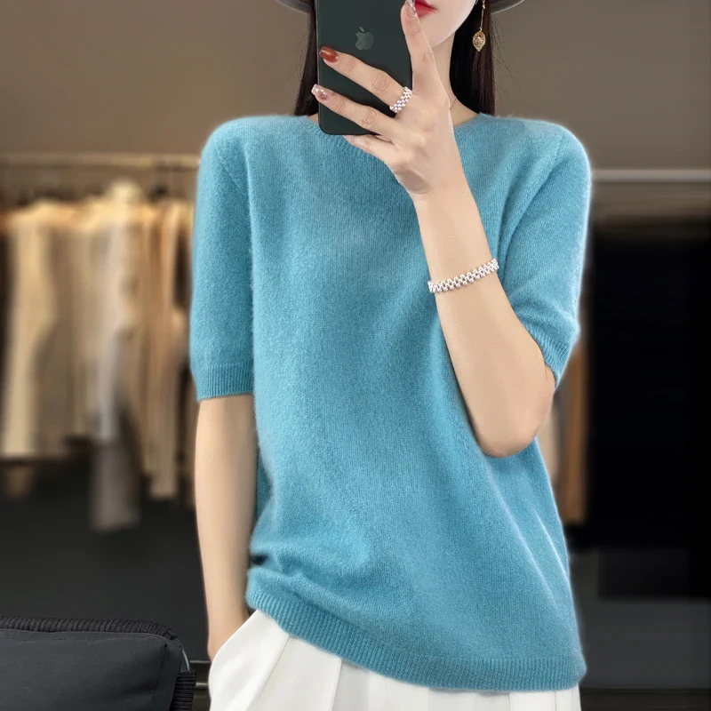 Dames T-shirt Korte Mouwen Gebreid Merino Wol - Image 6