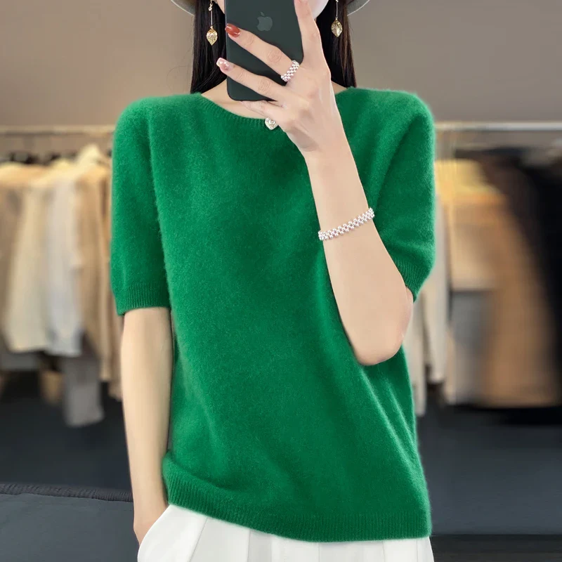Dames T-shirt Korte Mouwen Gebreid Merino Wol - Image 7