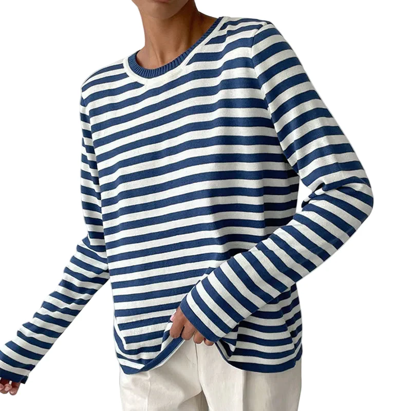 Dames T-shirt Met Strepen Lange Mouwen Voor Herfststijl