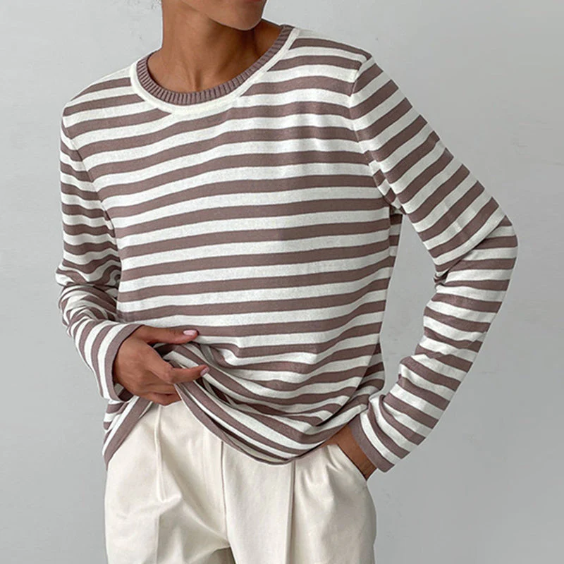 Dames T-shirt Met Strepen Lange Mouwen Voor Herfststijl - Image 2